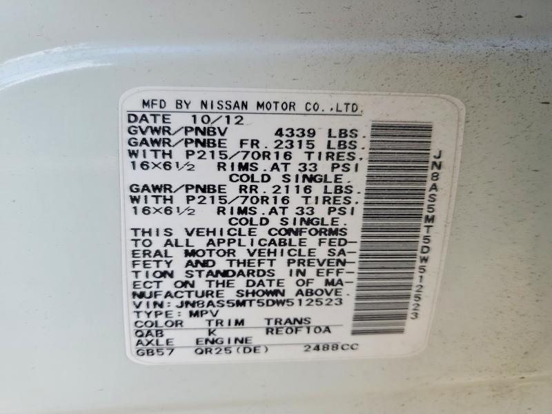 Продажа на аукционе авто 2013 Nissan Rogue, vin: JN8AS5MT5DW512523, номер лота: 61530366