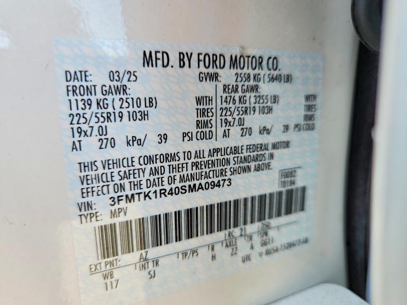 60882506 :رقم المزاد ، 3FMTK1R40SMA09473 vin ، 2025 Ford Mustang Mach-e مزاد بيع