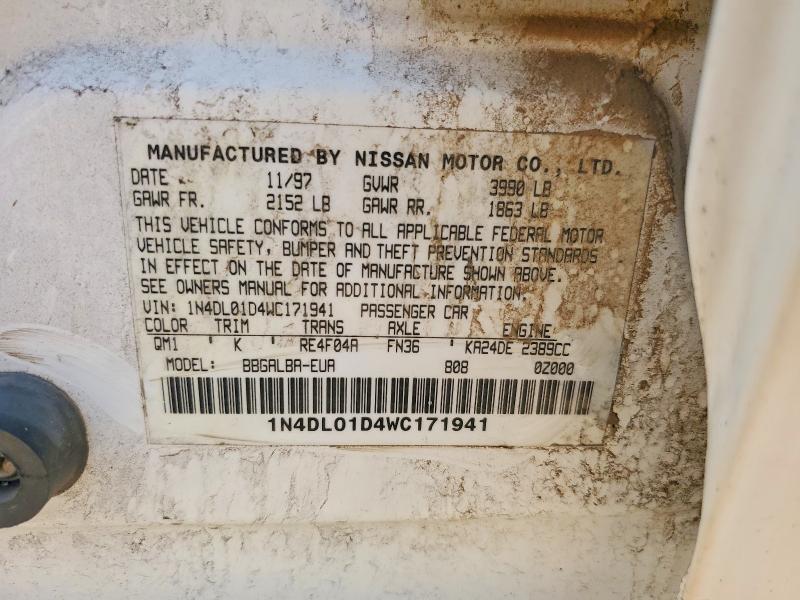 Aukcja sprzedaży 1998 Nissan Altima, vin: 1N4DL01D4WC171941, numer aukcji: 62680976