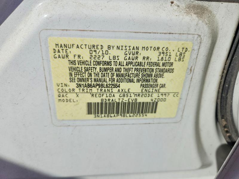 Aukcja sprzedaży 2011 Nissan Sentra, vin: 3N1AB6AP9BL622554, numer aukcji: 61150276