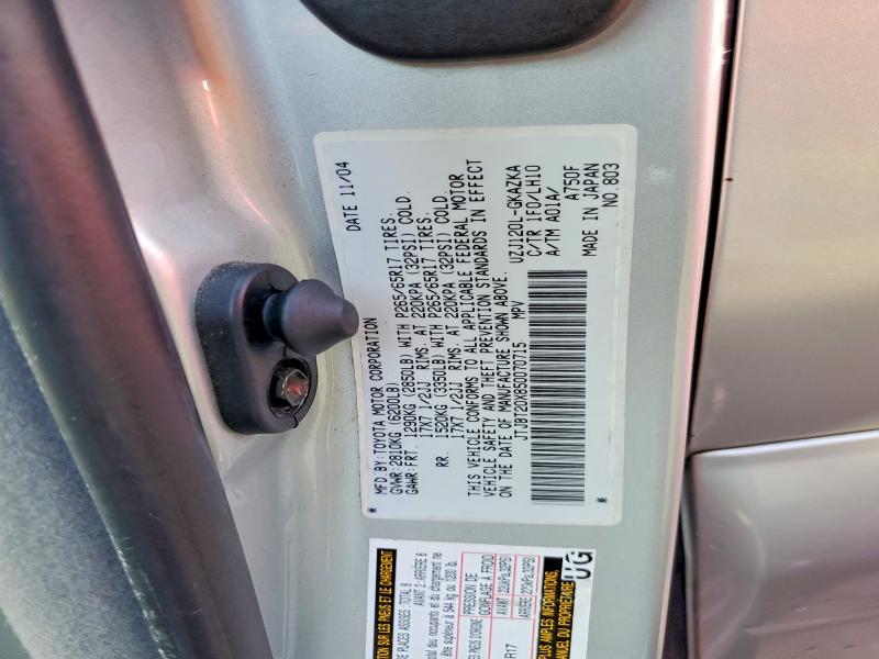 Aukcja sprzedaży 2005 Lexus Gx, vin: JTJBT20X850070715, numer aukcji: 61563026
