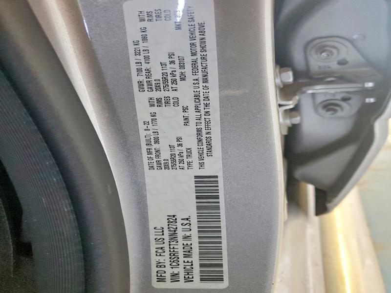 61965836 :رقم المزاد ، 1C6SRFFT3NN427824 vin ، 2022 Ram 1500 مزاد بيع