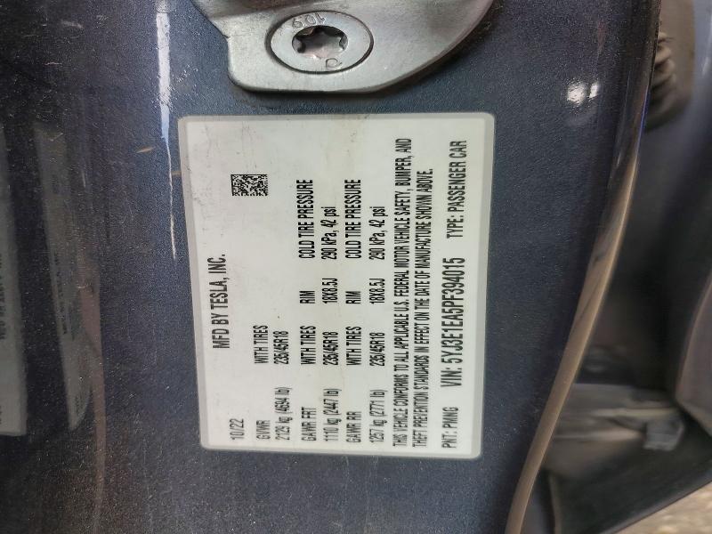 Продажа на аукционе авто 2023 Tesla Model 3, vin: 5YJ3E1EA5PF394015, номер лота: 61983986