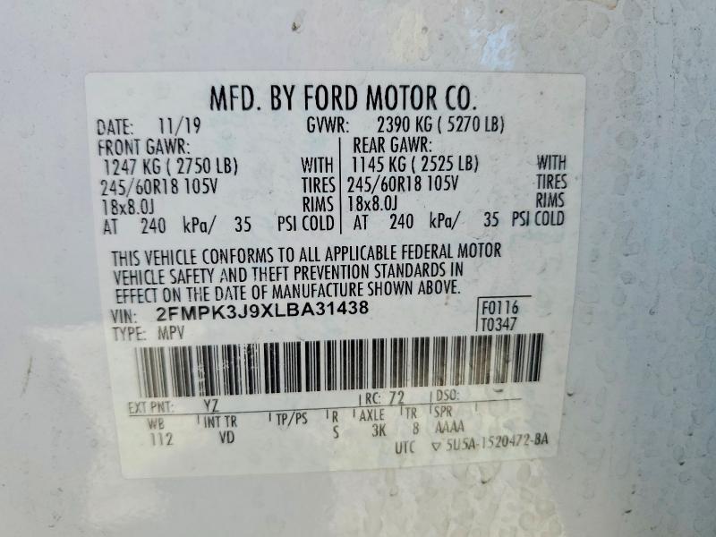 Продажа на аукционе авто 2020 Ford Edge, vin: 2FMPK3J9XLBA31438, номер лота: 60614506