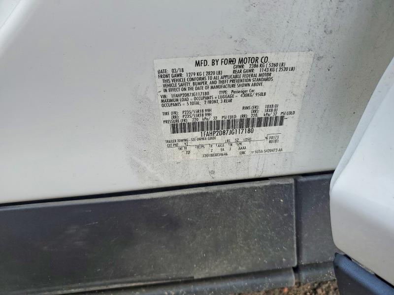 2018 Ford Taurus მანქანა იყიდება აუქციონზე, vin: 1FAHP2D87JG117180, აუქციონის ნომერი: 60112446