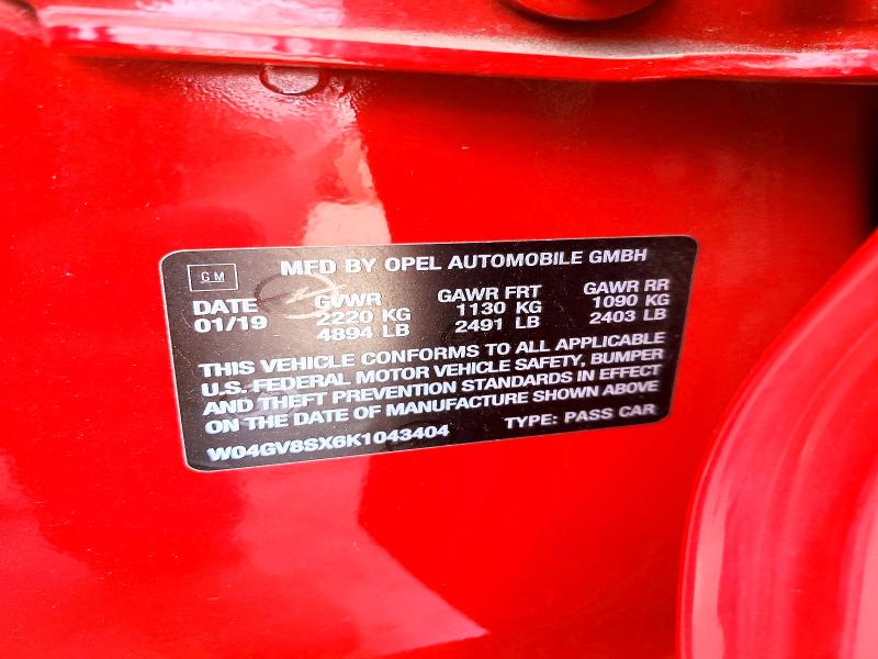 Aukcja sprzedaży 2019 Buick Regal Tourx, vin: W04GV8SX6K1043404, numer aukcji: 62480746