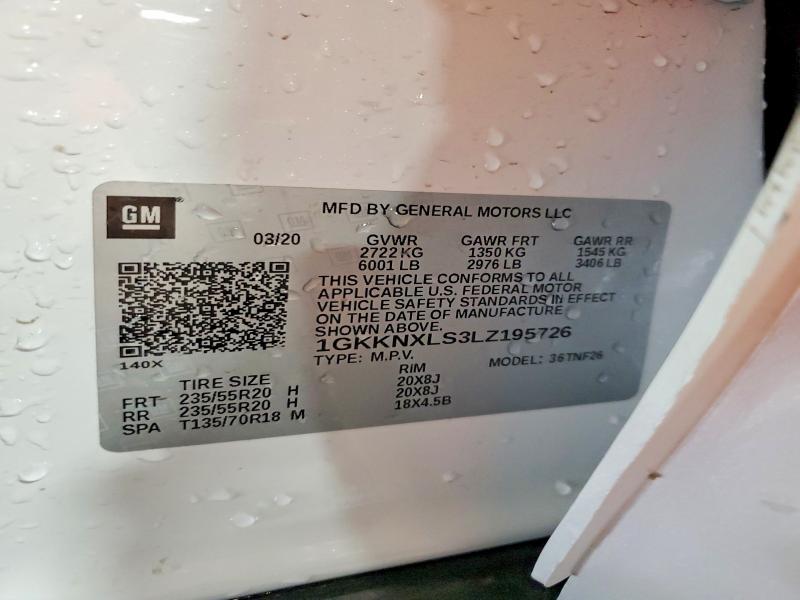 Aukcja sprzedaży 2020 Gmc Acadia, vin: 1GKKNXLS3LZ195726, numer aukcji: 60577336