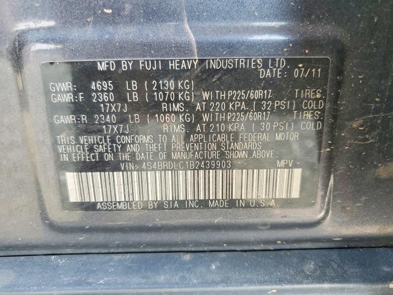 Aukcja sprzedaży 2011 Subaru Outback, vin: 4S4BRDLC1B2439903, numer aukcji: 59952096