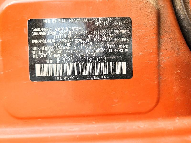 62842666 :رقم المزاد ، JF2GPACC1DH867048 vin ، 2013 Subaru Xv Crosstrek مزاد بيع