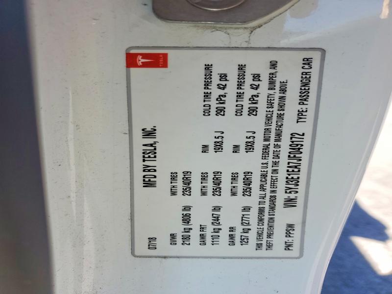 Продажа на аукционе авто 2018 Tesla Model 3, vin: 5YJ3E1EA7JF049172, номер лота: 59911236