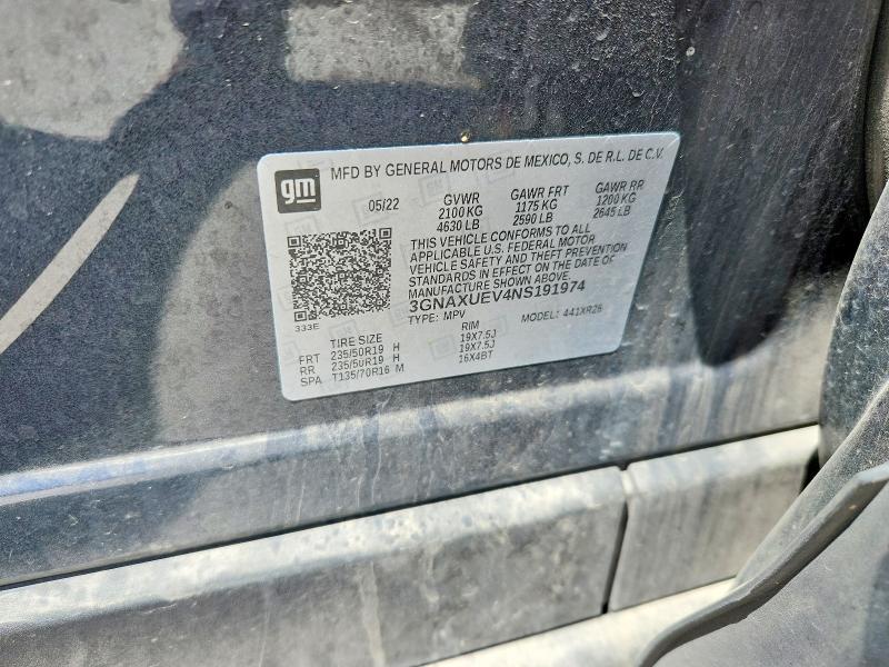 60038346 :رقم المزاد ، 3GNAXUEV4NS191974 vin ، 2022 Chevrolet Equinox مزاد بيع