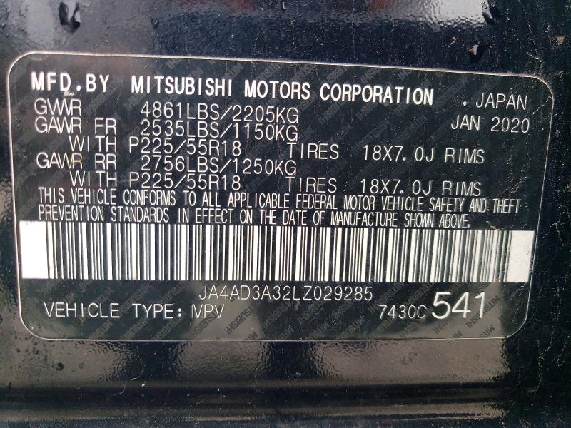 Aukcja sprzedaży 2020 Mitsubishi Outlander, vin: JA4AD3A32LZ029285, numer aukcji: 61867666