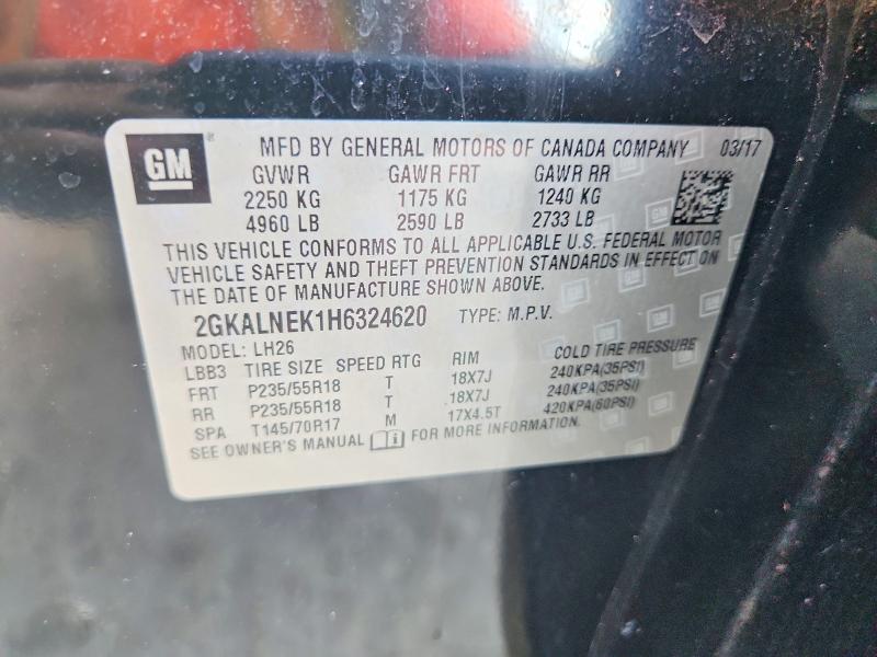 61995346 :رقم المزاد ، 2GKALNEK1H6324620 vin ، 2017 Gmc Terrain مزاد بيع