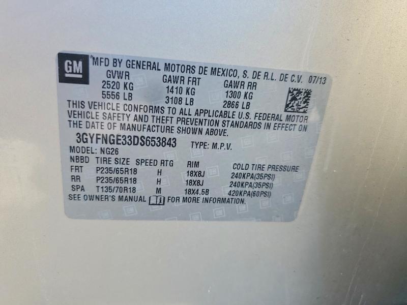 2013 Cadillac Srx მანქანა იყიდება აუქციონზე, vin: 3GYFNGE33DS653843, აუქციონის ნომერი: 58150126