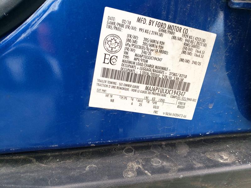 60616516 :رقم المزاد ، MAJ6P1ULXJC194347 vin ، 2018 Ford Ecosport مزاد بيع