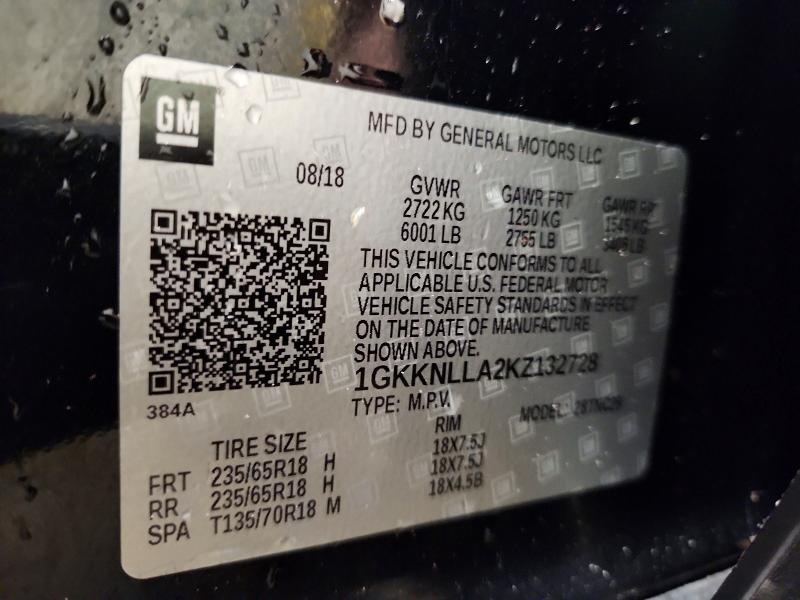60236476 :رقم المزاد ، 1GKKNLLA2KZ132728 vin ، 2019 Gmc Acadia مزاد بيع