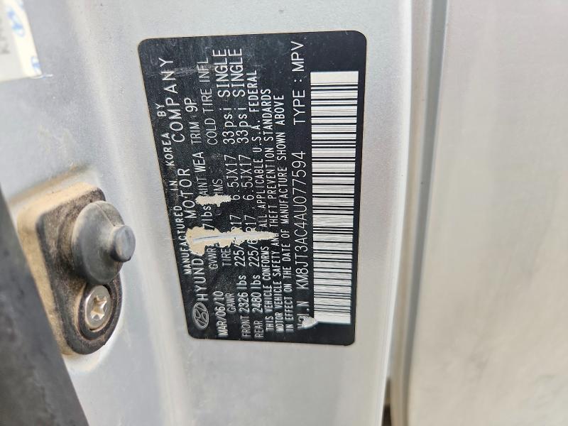 61790836 :رقم المزاد ، KM8JT3AC4AU077594 vin ، 2010 Hyundai Tucson مزاد بيع