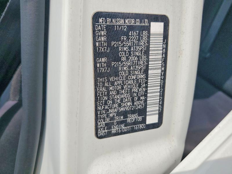 2013 Nissan Juke მანქანა იყიდება აუქციონზე, vin: JN8AF5MV9DT212457, აუქციონის ნომერი: 63389416