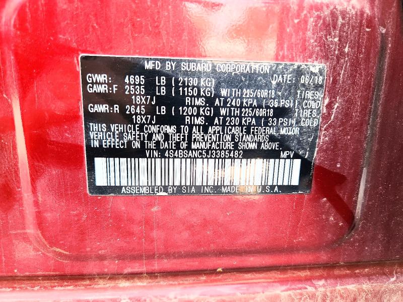 Aukcja sprzedaży 2018 Subaru Outback, vin: 4S4BSANC5J3385482, numer aukcji: 60196616