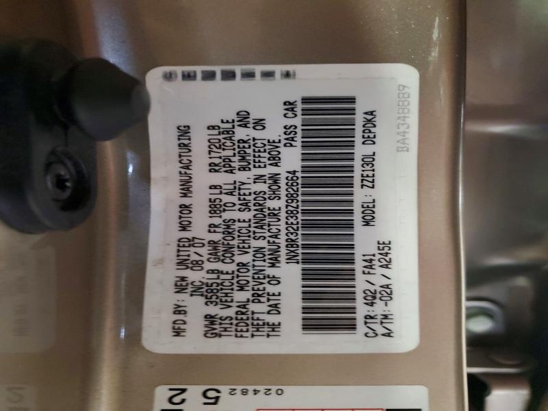 60106976 :رقم المزاد ، 1NXBR32E38Z982664 vin ، 2008 Toyota Corolla مزاد بيع