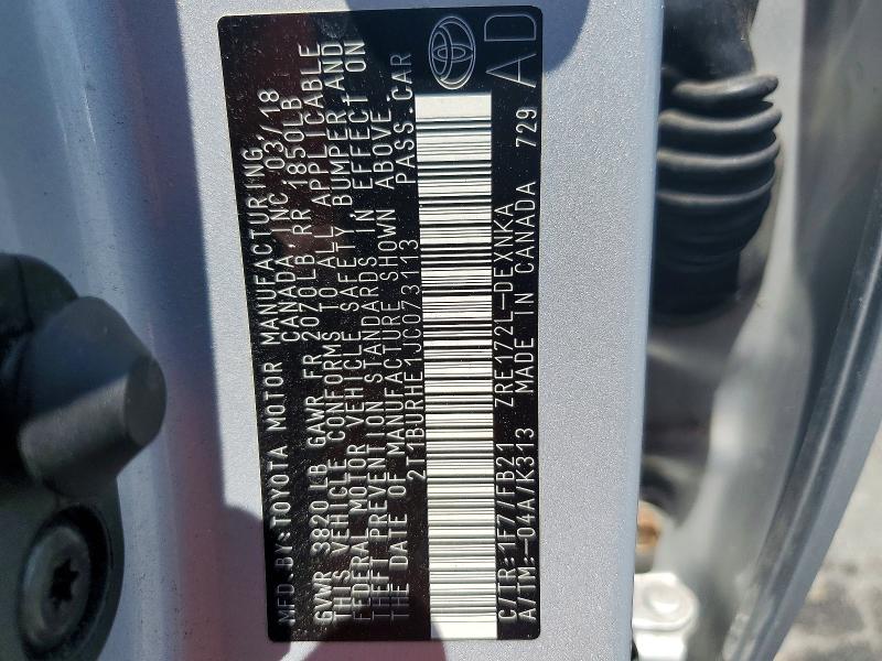 Aukcja sprzedaży 2018 Toyota Corolla, vin: 2T1BURHE1JC073113, numer aukcji: 59865116