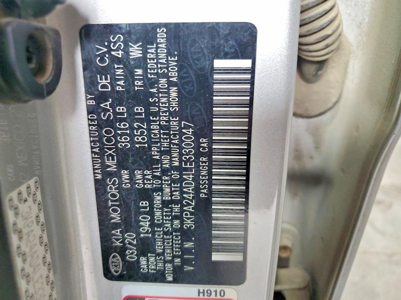 2020 Kia Rio მანქანა იყიდება აუქციონზე, vin: 3KPA24AD4LE330047, აუქციონის ნომერი: 60454156