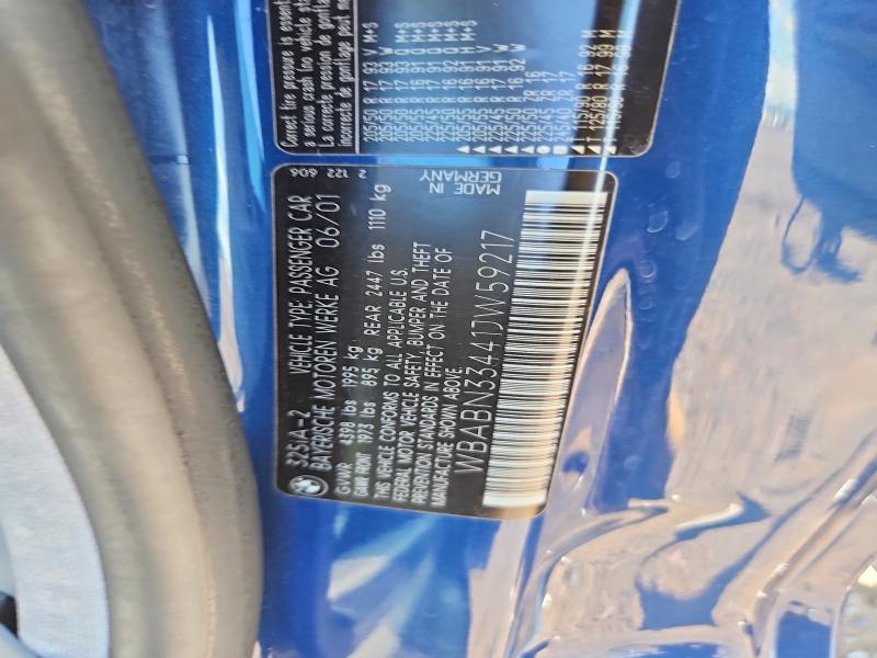 Продажа на аукционе авто 2001 Bmw 325, vin: WBABN33441JW59217, номер лота: 62670786