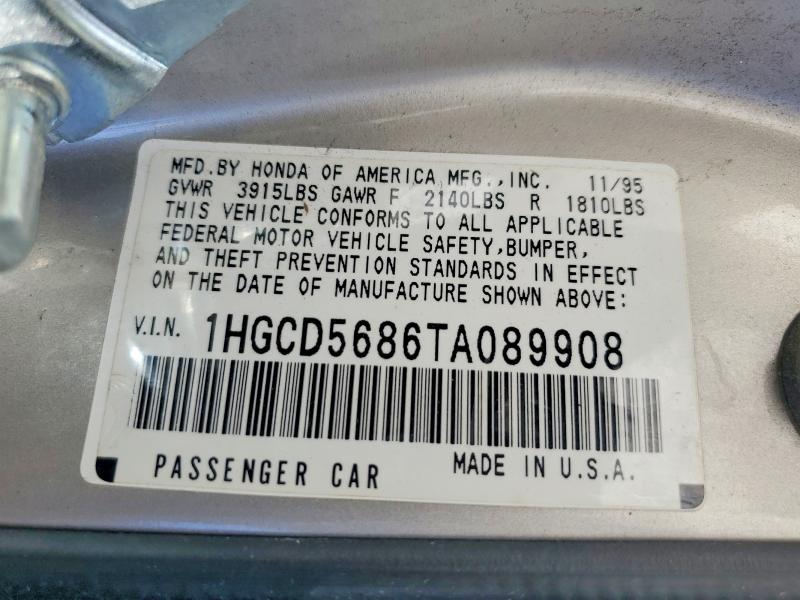 Продажа на аукционе авто 1996 Honda Accord, vin: 1HGCD5686TA089908, номер лота: 73341935