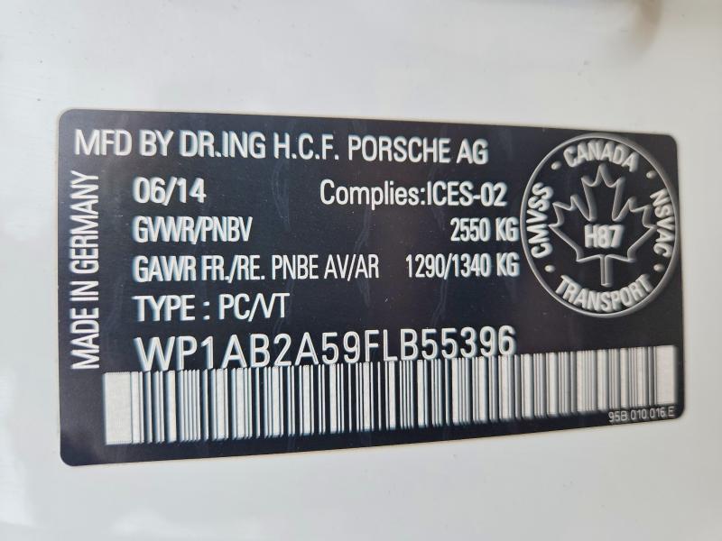 2015 Porsche Macan მანქანა იყიდება აუქციონზე, vin: WP1AB2A59FLB55396, აუქციონის ნომერი: 59985996