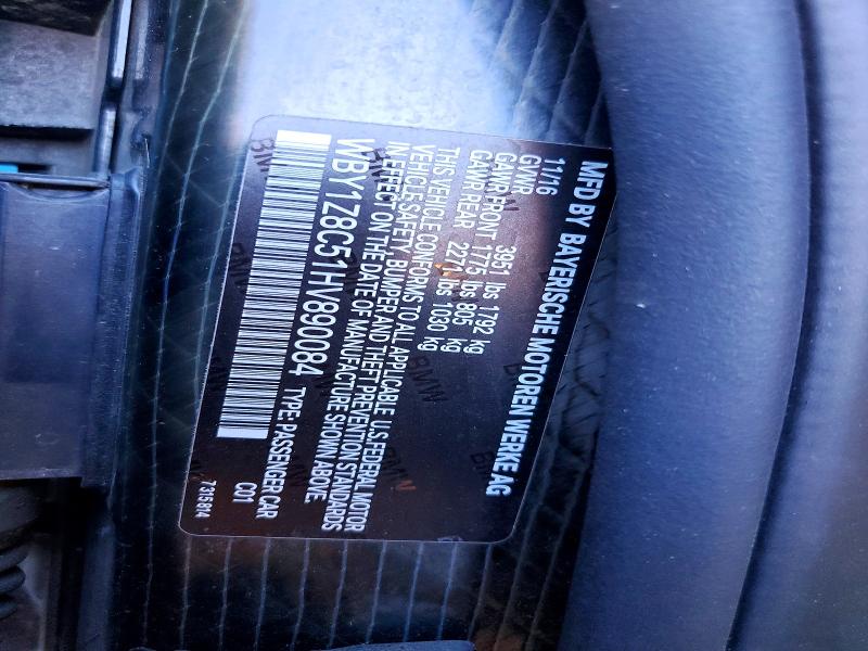 63053666 :رقم المزاد ، WBY1Z8C51HV890084 vin ، 2017 Bmw I3 مزاد بيع