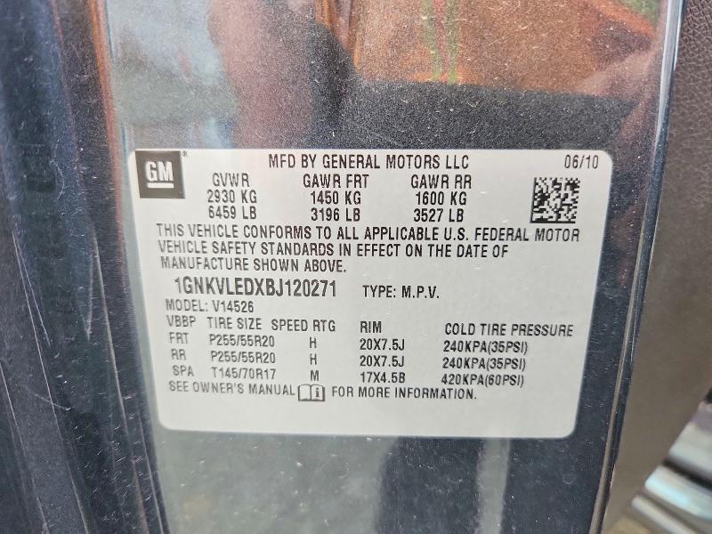 Aukcja sprzedaży 2011 Chevrolet Traverse, vin: 1GNKVLEDXBJ120271, numer aukcji: 60126696