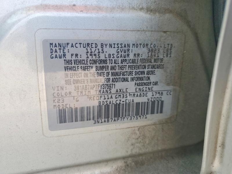 Продаж на аукціоні авто 2015 Nissan Sentra, vin: 3N1AB7AP7FY375971, номер лоту: 63306426