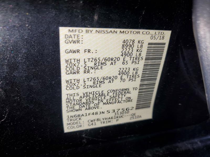 Aukcja sprzedaży 2018 Nissan Titan Xd, vin: 1N6BA1F48JN537562, numer aukcji: 61783966