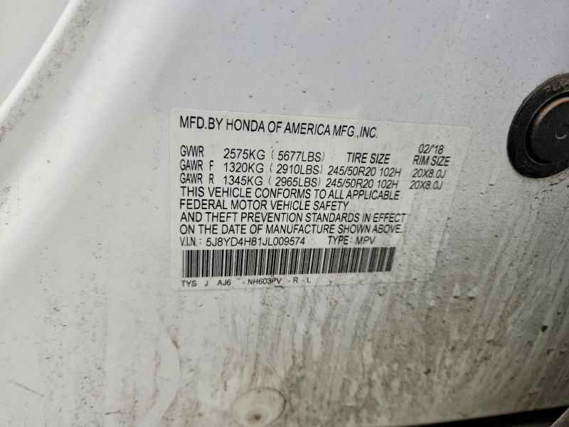 Aukcja sprzedaży 2018 Acura Mdx, vin: 5J8YD4H81JL009574, numer aukcji: 62864746