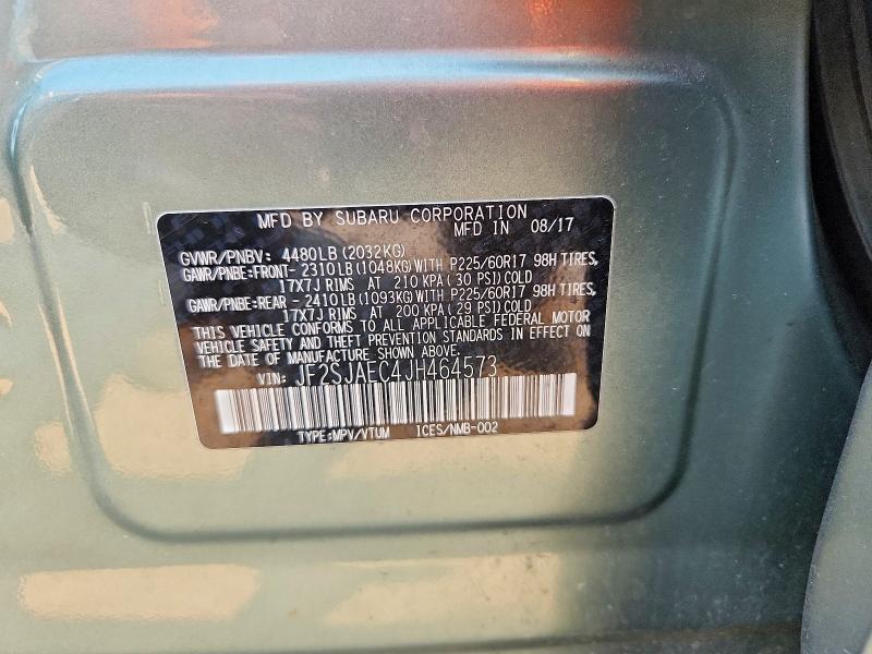 2018 Subaru Forester მანქანა იყიდება აუქციონზე, vin: JF2SJAEC4JH464573, აუქციონის ნომერი: 62516316