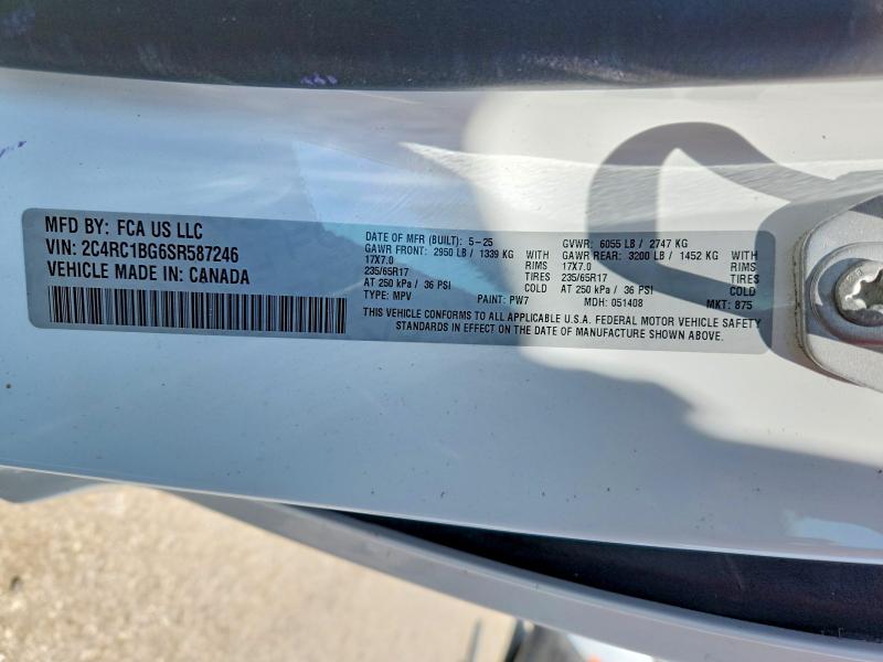 Aukcja sprzedaży 2025 Chrysler Pacifica, vin: 2C4RC1BG6SR587246, numer aukcji: 62660526