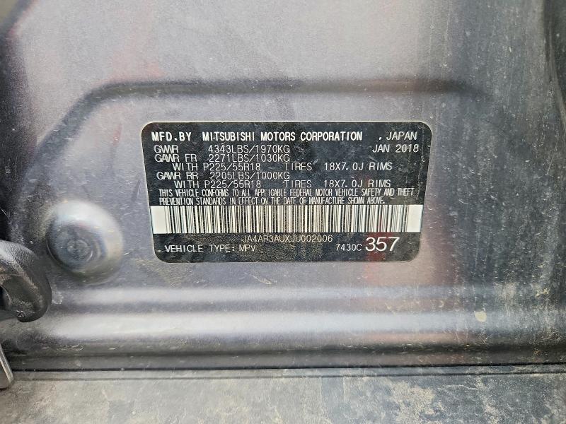 62649136 :رقم المزاد ، JA4AP3AUXJU002006 vin ، 2018 Mitsubishi Outlander Sport مزاد بيع