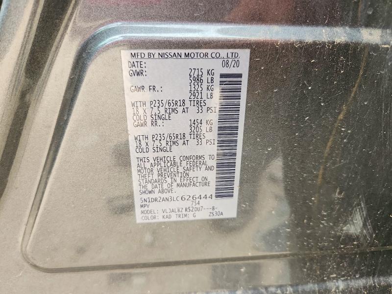Продажа на аукционе авто 2020 Nissan Pathfinder, vin: 5N1DR2AN3LC626444, номер лота: 60957996