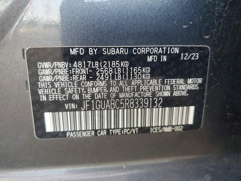 Aukcja sprzedaży 2024 Subaru Impreza, vin: JF1GUABC5R8339132, numer aukcji: 60752516