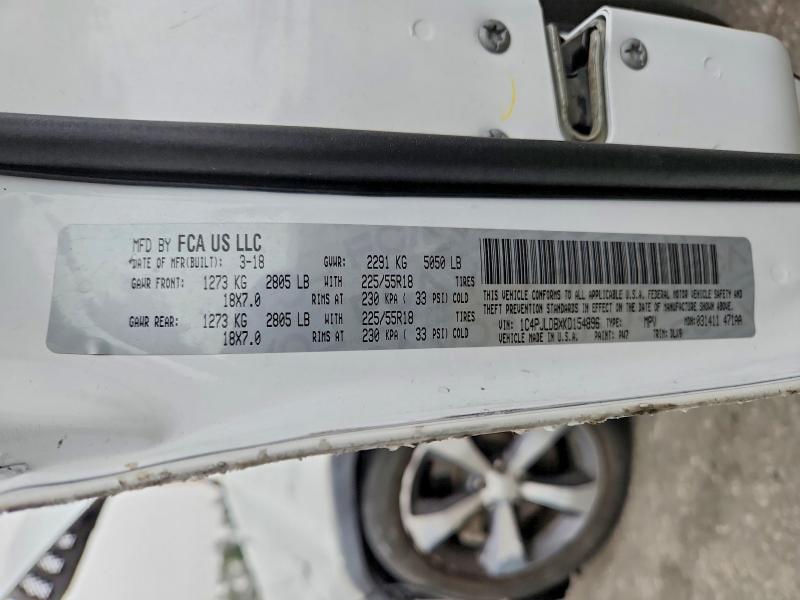 Продаж на аукціоні авто 2019 Jeep Cherokee, vin: 1C4PJLDBXKD154896, номер лоту: 59692936