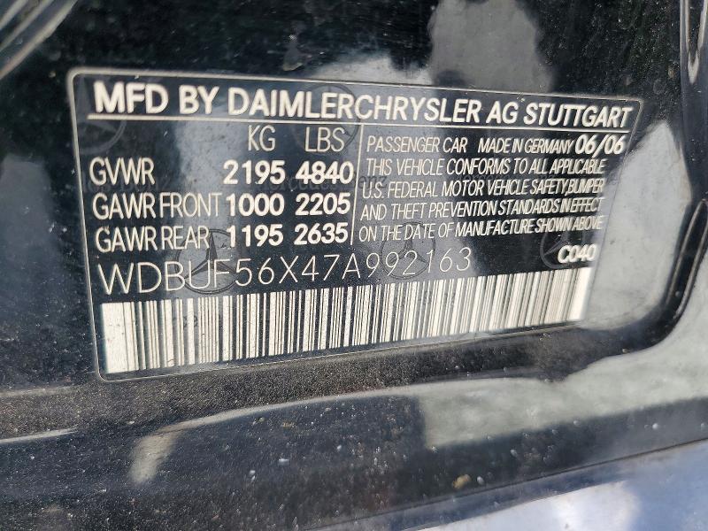 Продаж на аукціоні авто 2007 Mercedes-benz E, vin: WDBUF56X47A992163, номер лоту: 62203566