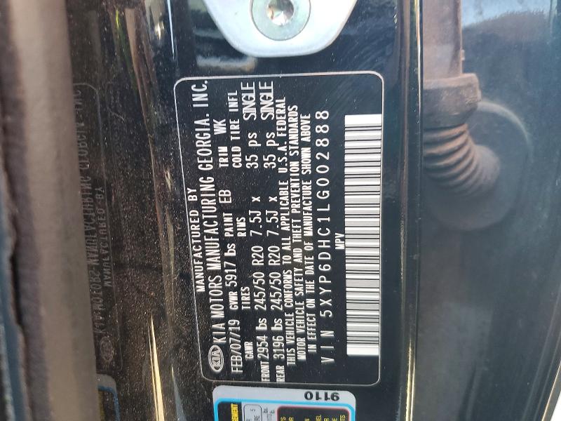 59794866 :رقم المزاد ، 5XYP6DHC1LG002888 vin ، 2020 Kia Telluride مزاد بيع