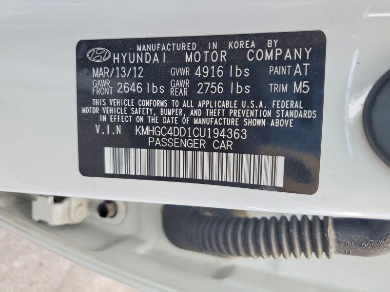 Продаж на аукціоні авто 2012 Hyundai Genesis, vin: KMHGC4DD1CU194363, номер лоту: 61350036