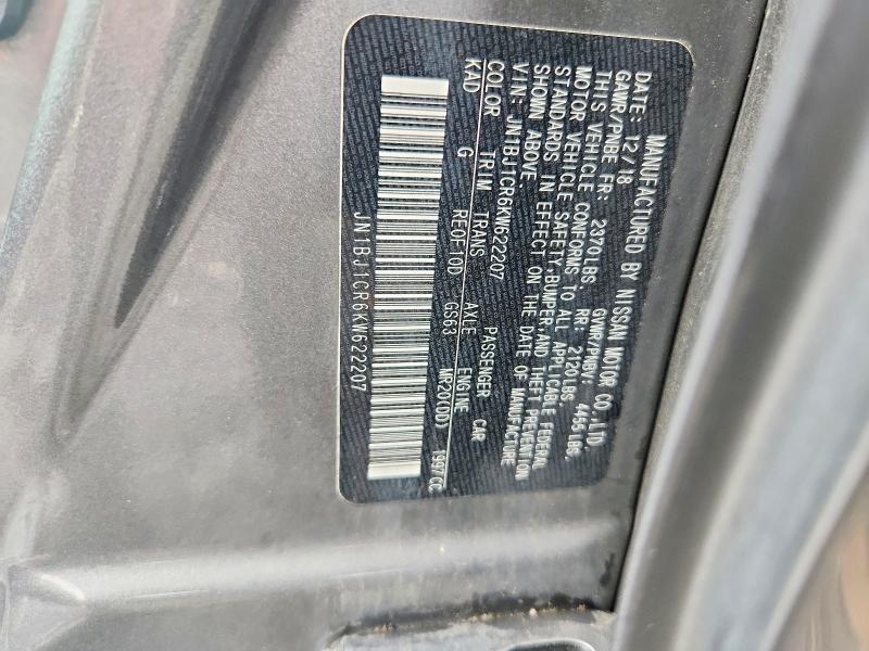 60027226 :رقم المزاد ، JN1BJ1CR6KW622207 vin ، 2019 Nissan Rogue Sport مزاد بيع