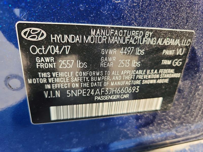 Aukcja sprzedaży 2018 Hyundai Sonata, vin: 5NPE24AF3JH660693, numer aukcji: 62495886