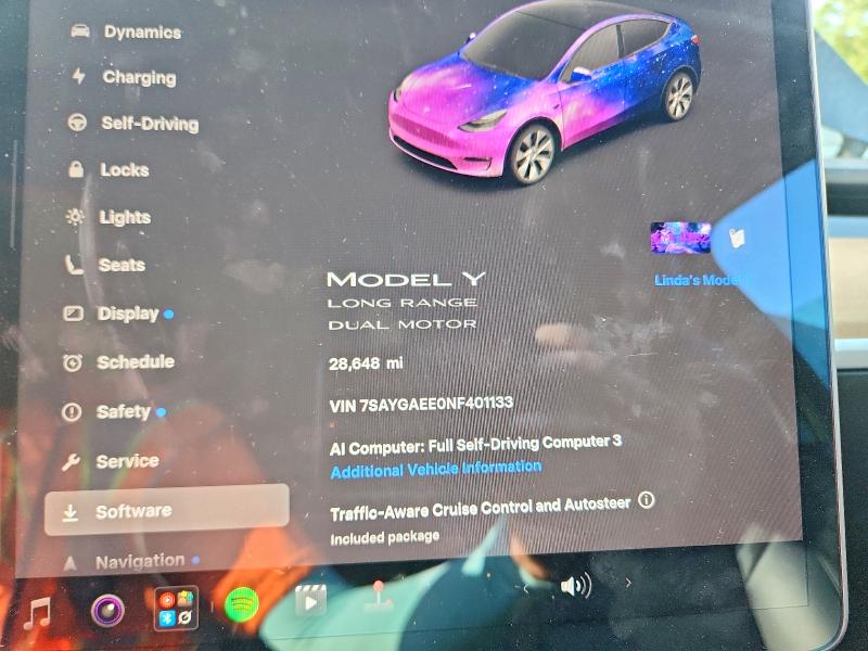 Auction sale of the 2022 Tesla Model Y, vin: 7SAYGAEE0NF401133, lot number: 61929016
