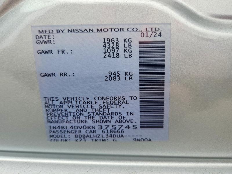 62577336 :رقم المزاد ، 1N4BL4DV0RN375745 vin ، 2024 Nissan Altima مزاد بيع