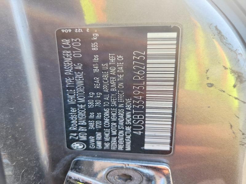 Aukcja sprzedaży 2003 Bmw Z4, vin: 4USBT33493LR62732, numer aukcji: 63500786