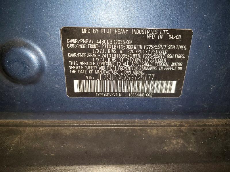 Продажа на аукционе авто 2009 Subaru Forester, vin: JF2SH636X9G725177, номер лота: 60788146