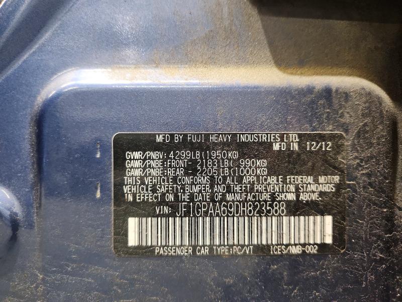 59769416 :رقم المزاد ، JF1GPAA69DH823588 vin ، 2013 Subaru Impreza مزاد بيع